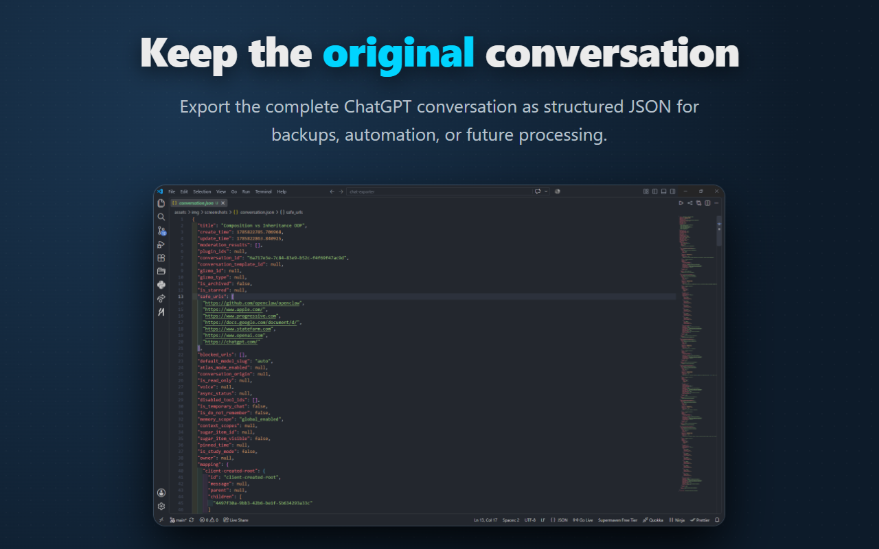 Conversation preserved in Markdown